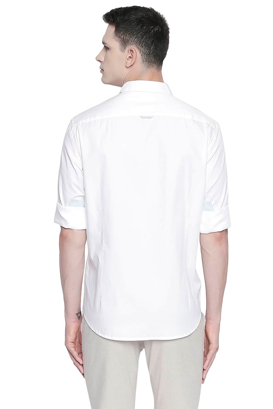 BASICS SLIM FIT BRIGHT WHITE OXFORD SHIRT