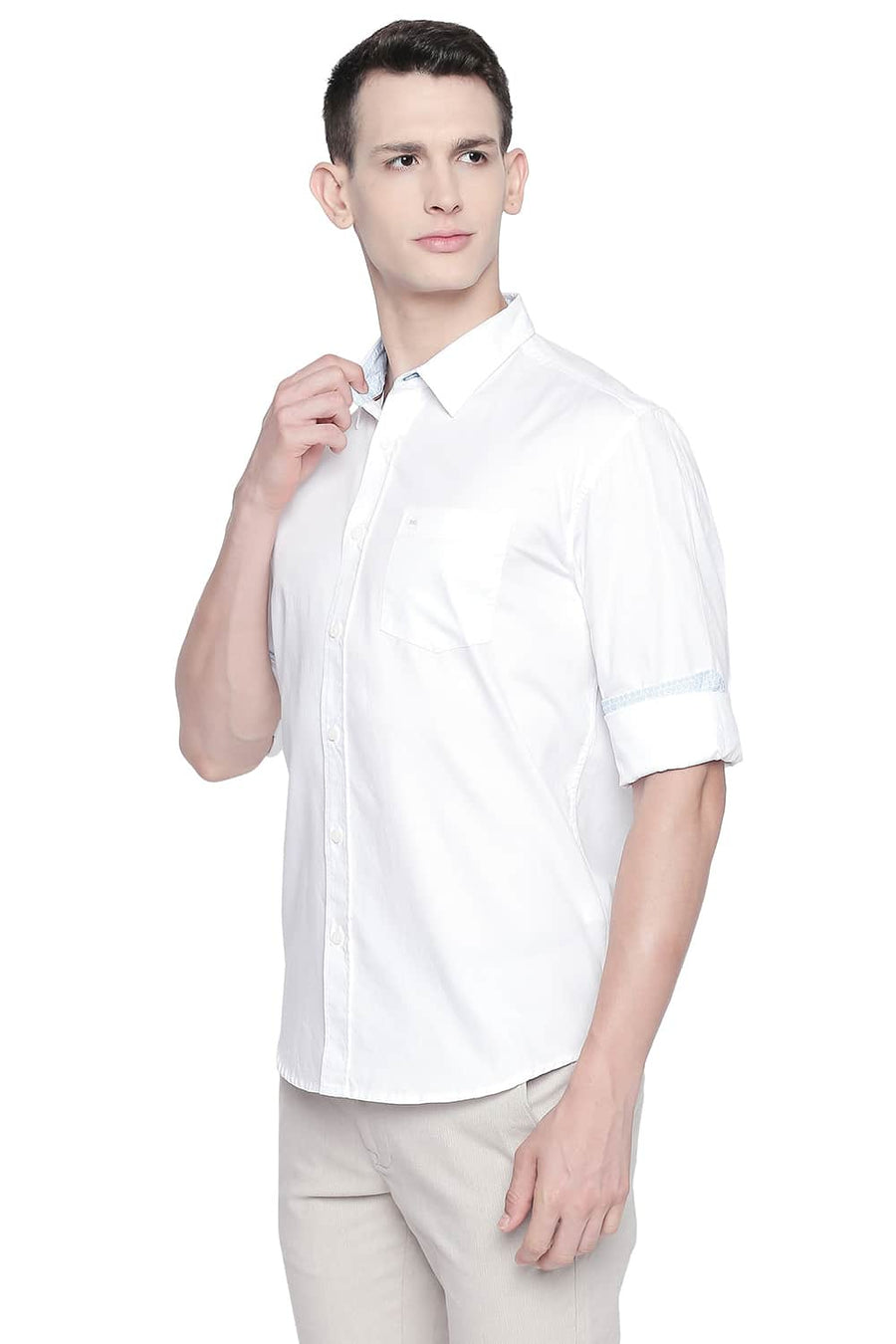 BASICS SLIM FIT BRIGHT WHITE OXFORD SHIRT