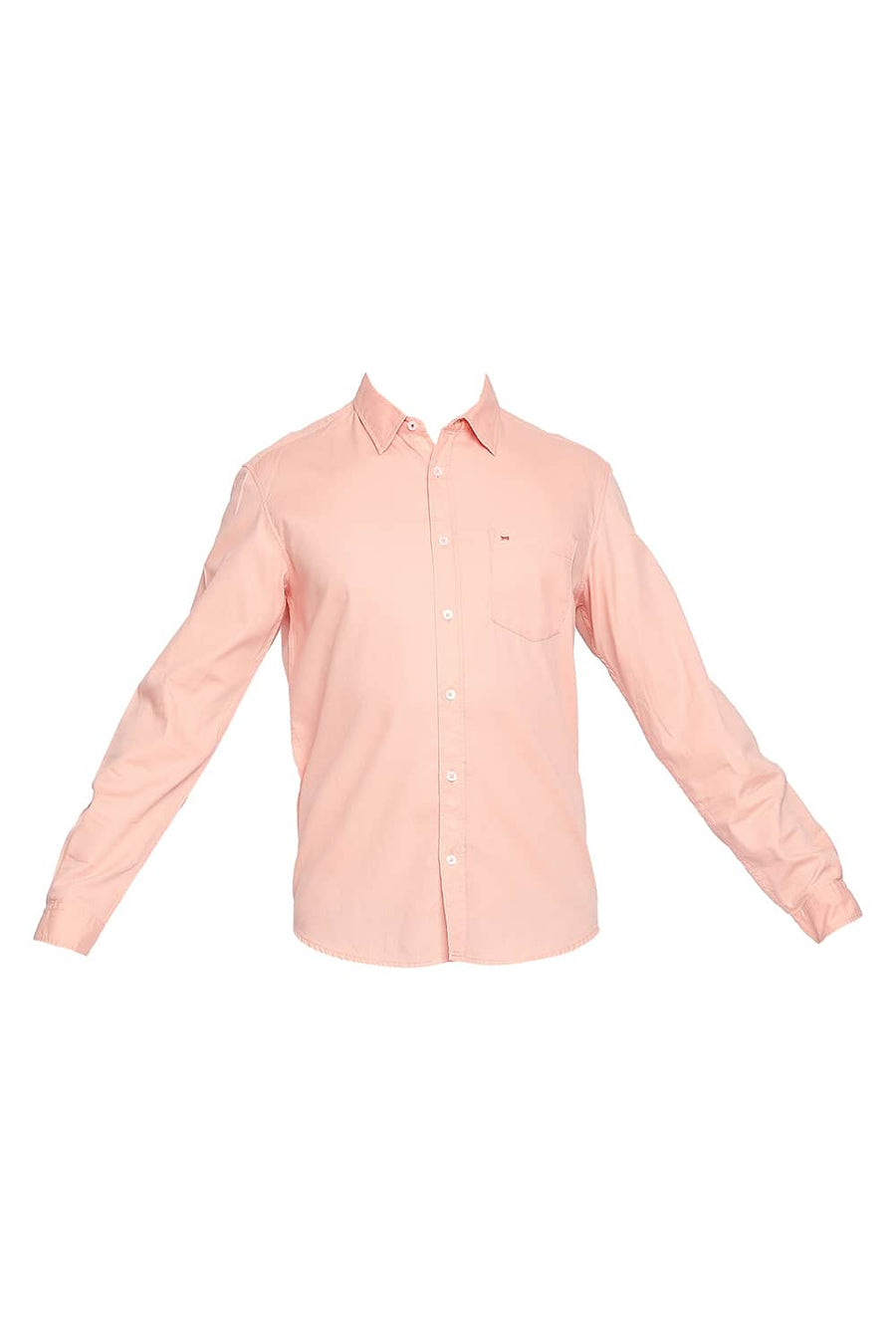 BASICS SLIM FIT CANTELOUPE ORANGE DOBBY SHIRT