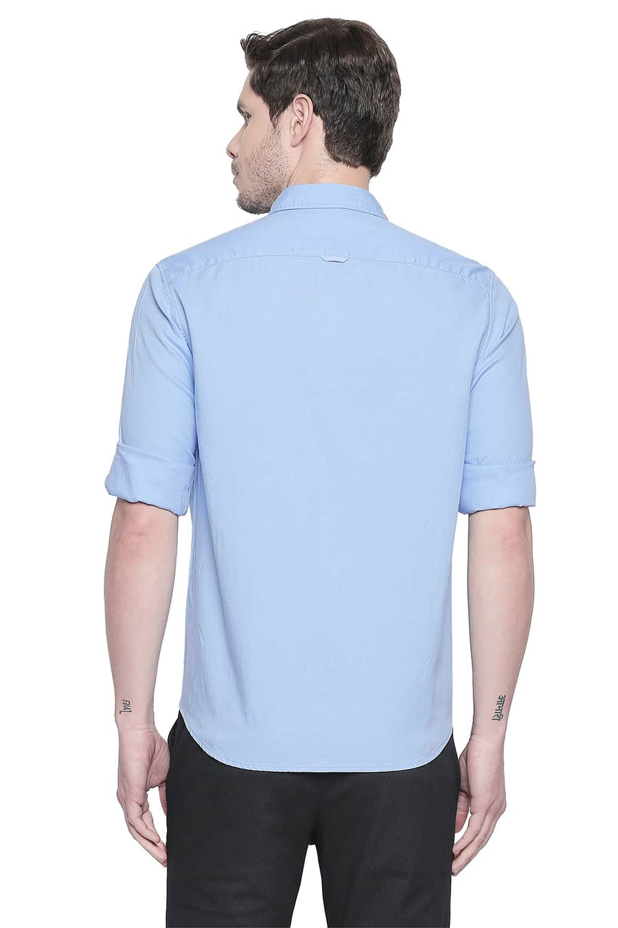 BASICS SLIM FIT BOY BLUE DOBBY SHIRT
