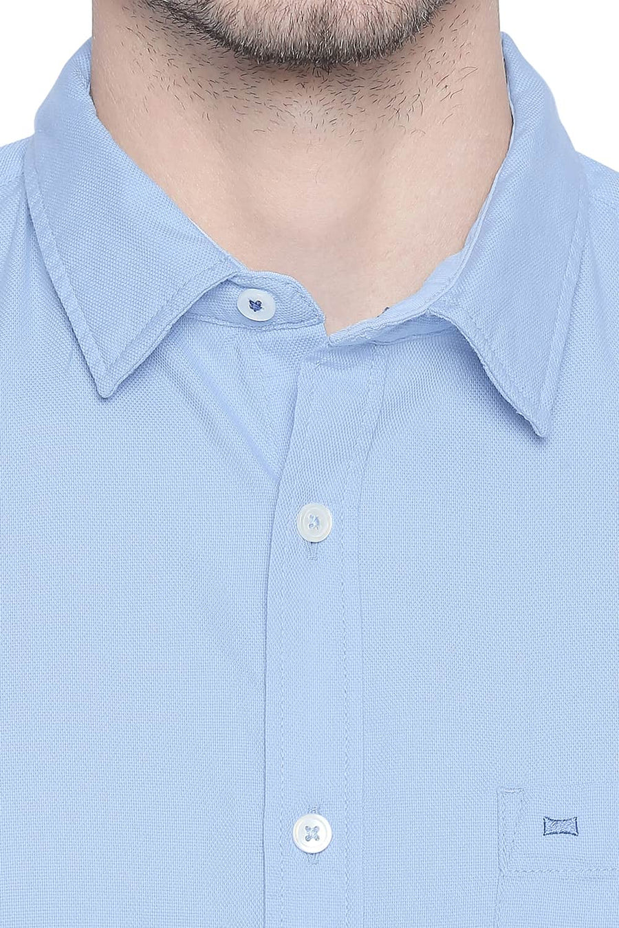 BASICS SLIM FIT BOY BLUE DOBBY SHIRT
