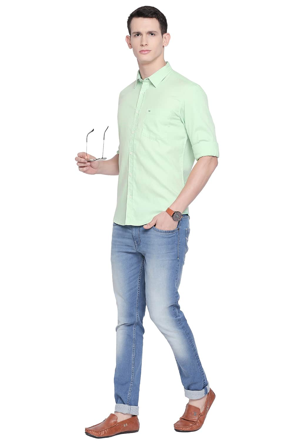 BASICS SLIM FIT DOBBY SHIRT