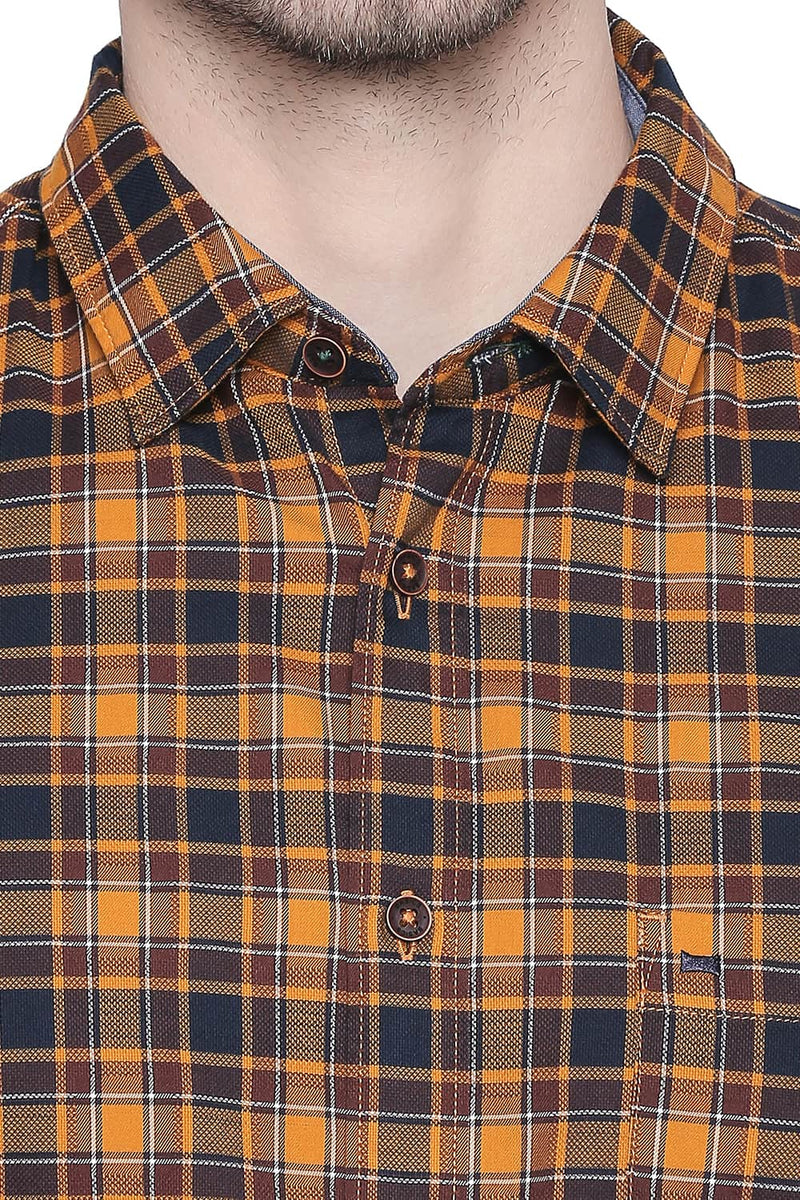 BASICS SLIM FIT DOBBY CHECKS SHIRT