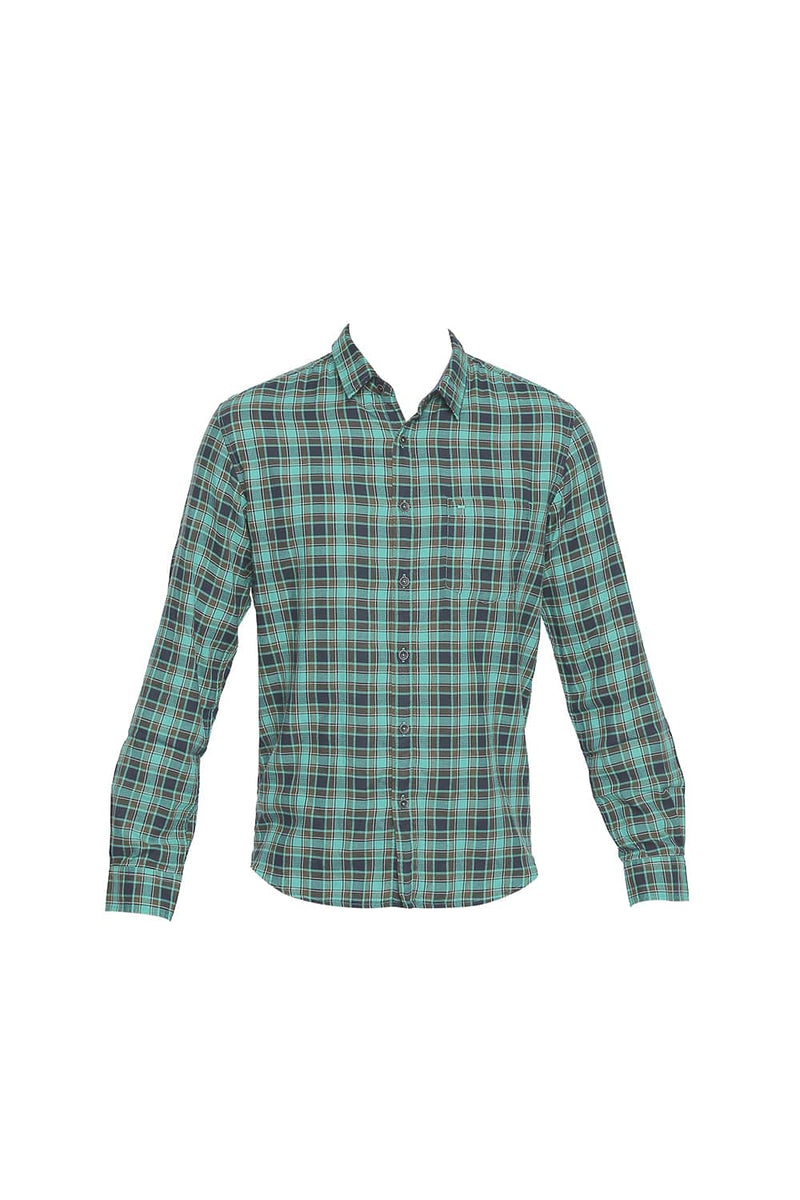 BASICS SLIM FIT DOBBY CHECKS SHIRT