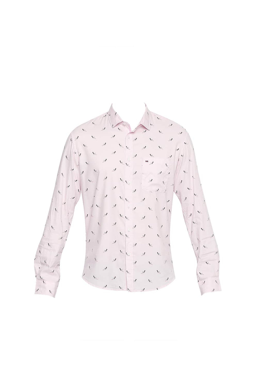 BASICS SLIM FIT CHALK PINK COTTON MODAL PRINTED SHIRT