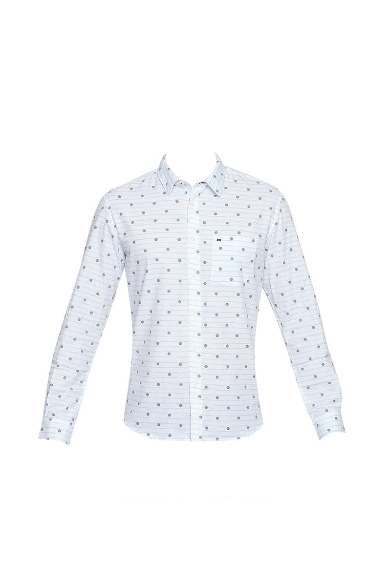 BASICS SLIM FIT COTTON MODAL PRINTED SHIRT