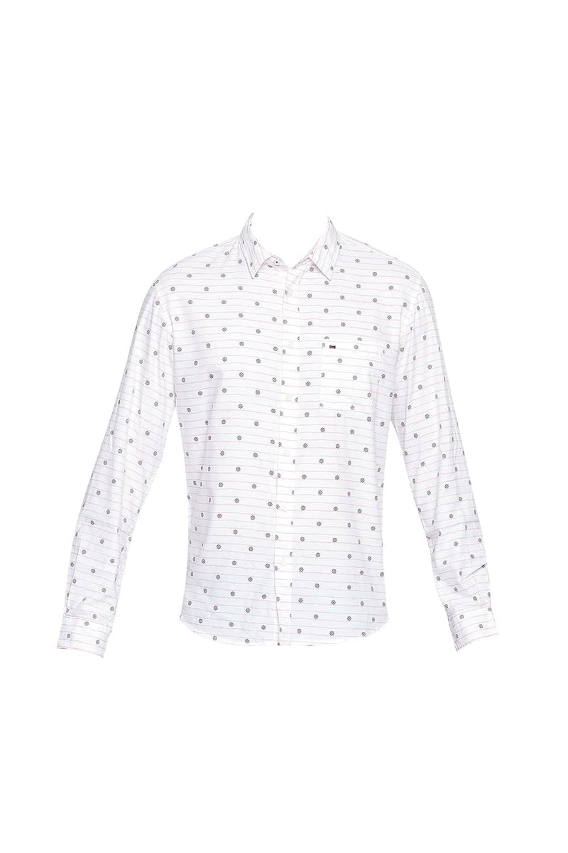 BASICS SLIM FIT COTTON MODAL PRINTED SHIRT