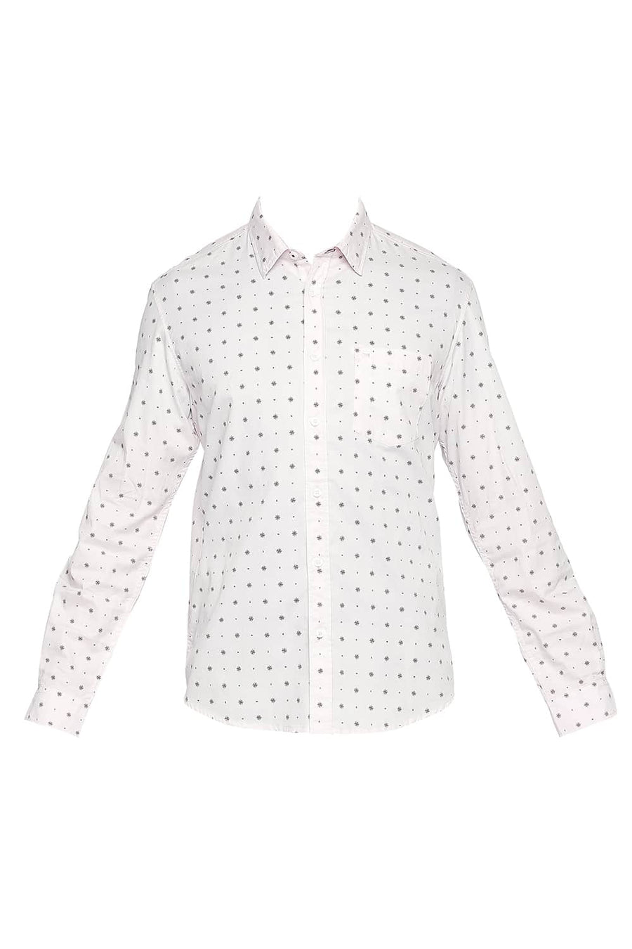 BASICS SLIM FIT PALE PINK TWILL PRINTED SHIRT