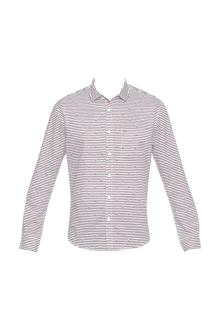 BASICS SLIM FIT RED DAHLIA PRINTED TWILL SHIRT