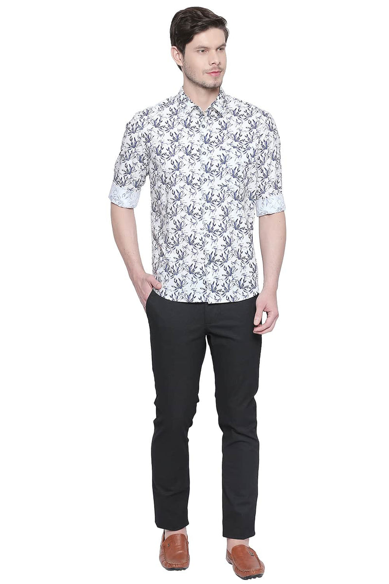 BASICS SLIM FIT POPLIN DIGITAL PRINTED SHIRT