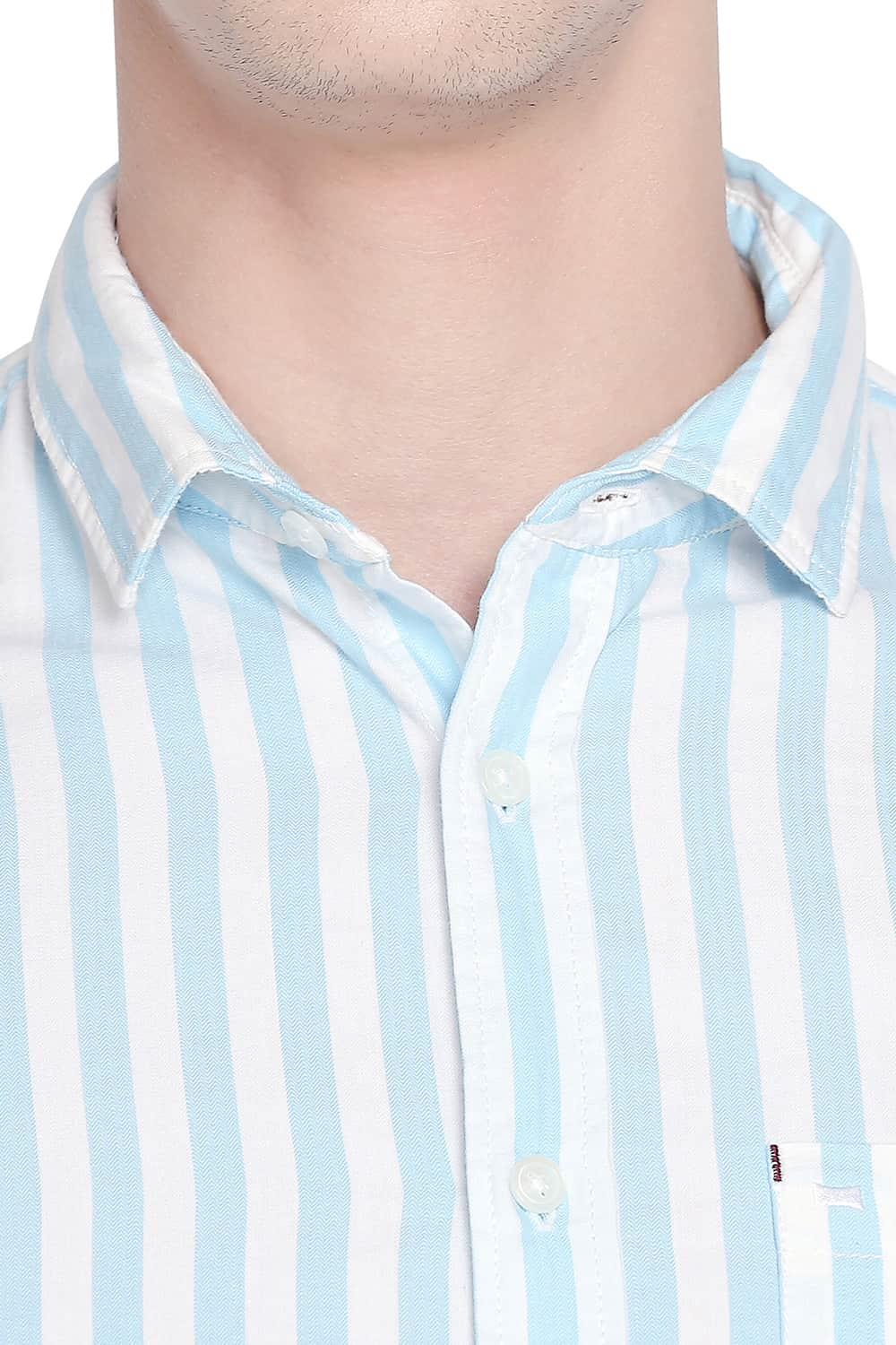 BASICS SLIM FIT TWILL STRIPES SHIRT