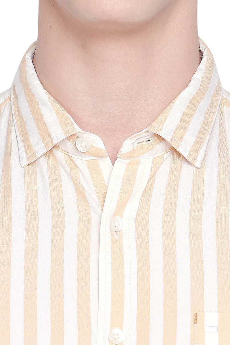 BASICS SLIM FIT TWILL STRIPES SHIRT