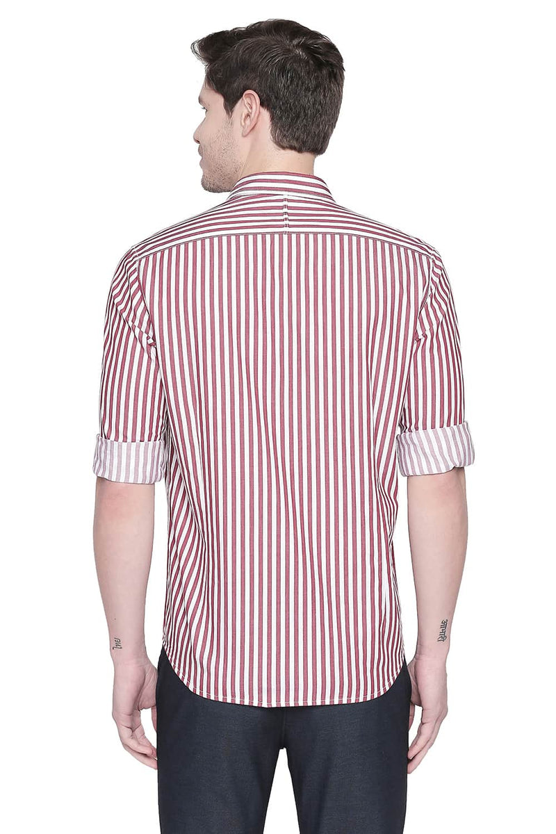 BASICS SLIM FIT STRIPE TWILL SHIRT