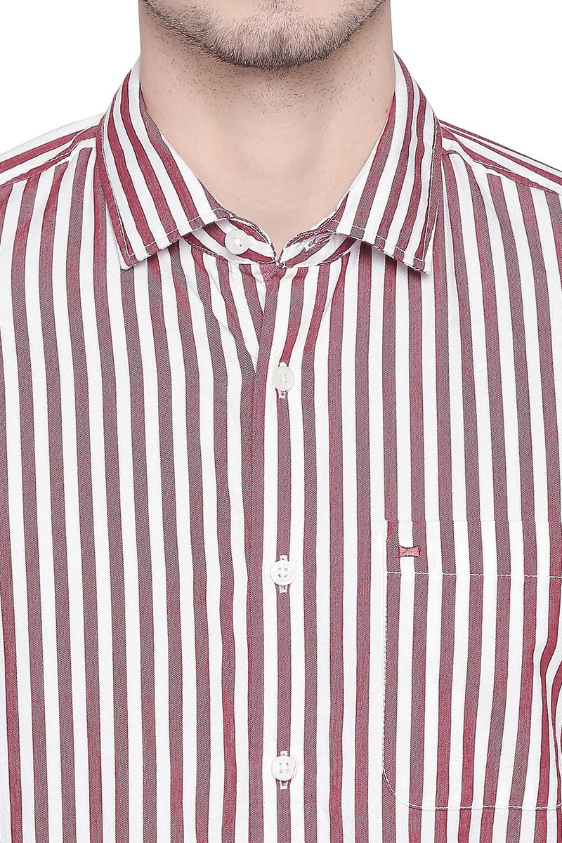 BASICS SLIM FIT STRIPE TWILL SHIRT