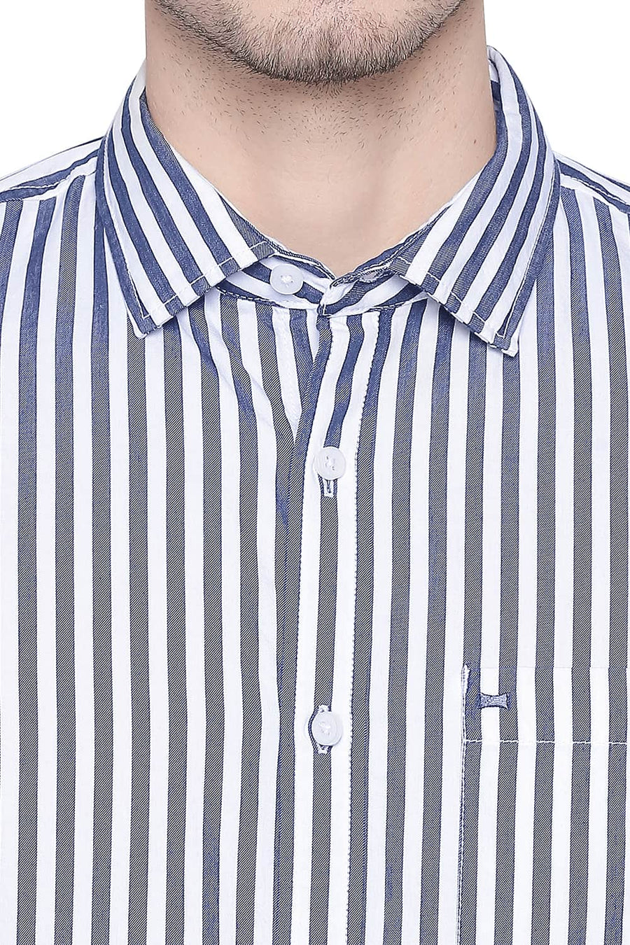 BASICS SLIM FIT MOOD BLUE STRIPE TWILL SHIRT