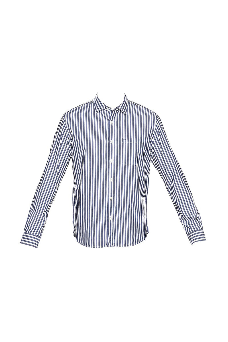 BASICS SLIM FIT STRIPE TWILL SHIRT