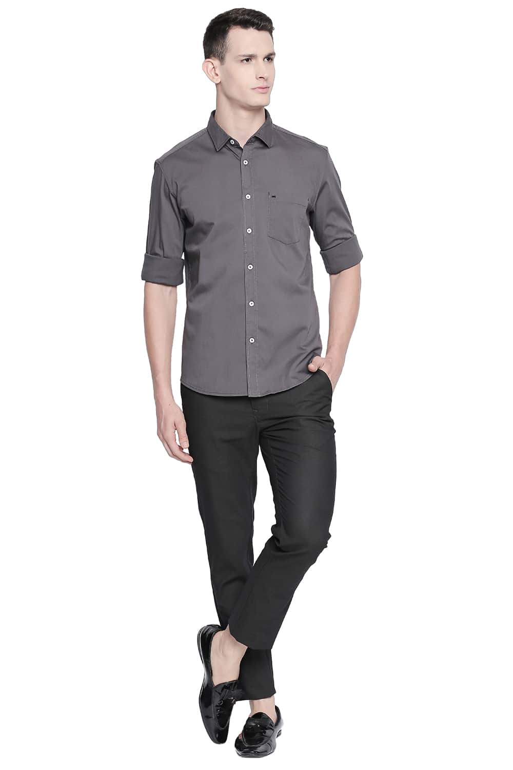 BASICS SLIM FIT TWILL STRETCH SHIRT