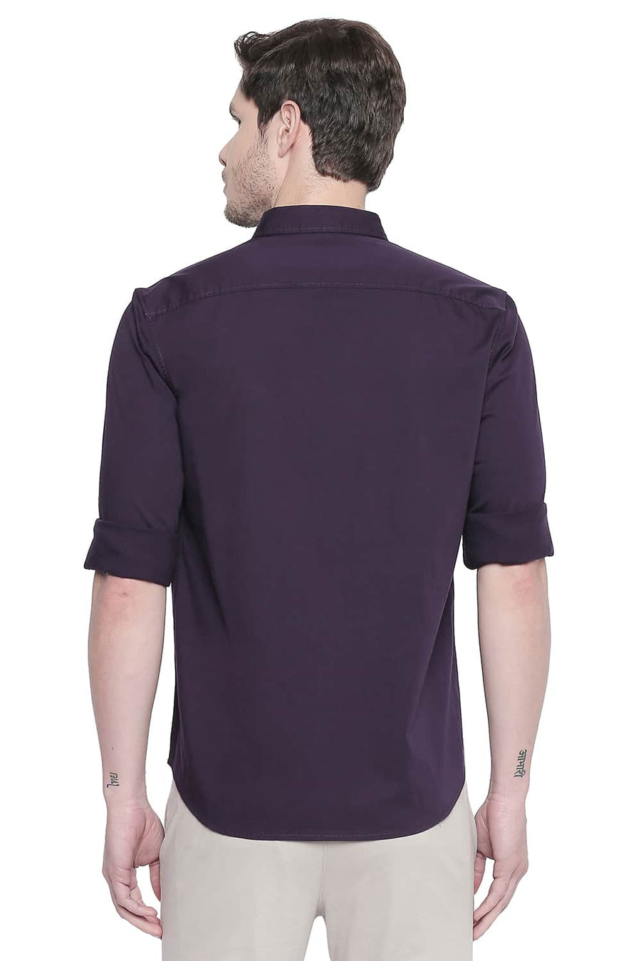 BASICS SLIM FIT NIGHTSHADE PURPLE TWILL STRETCH SHIRT