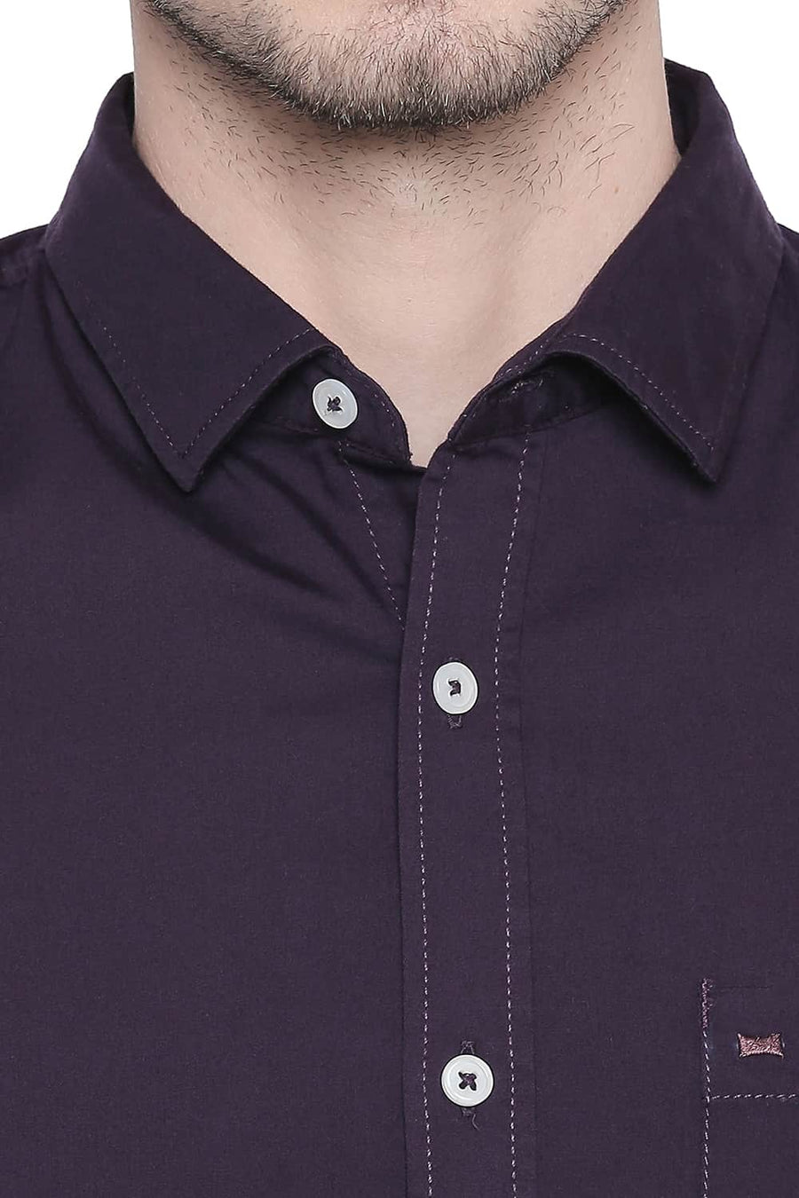 BASICS SLIM FIT NIGHTSHADE PURPLE TWILL STRETCH SHIRT