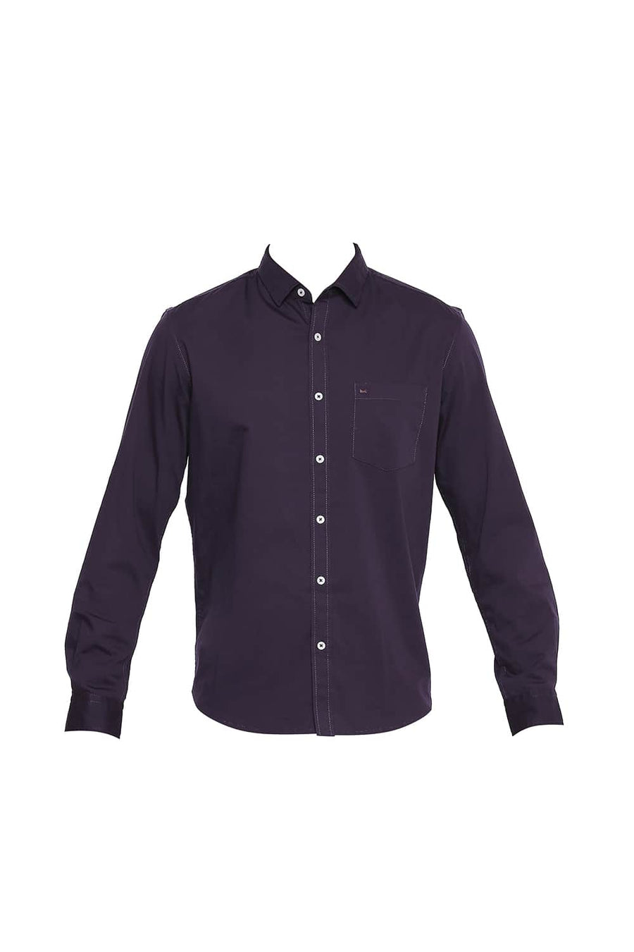 BASICS SLIM FIT NIGHTSHADE PURPLE TWILL STRETCH SHIRT