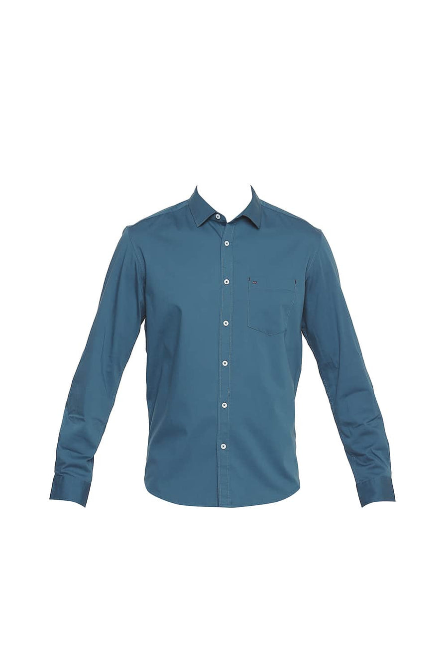 BASICS SLIM FIT CORSAIR TURQUOISE TWILL STRETCH SHIRT