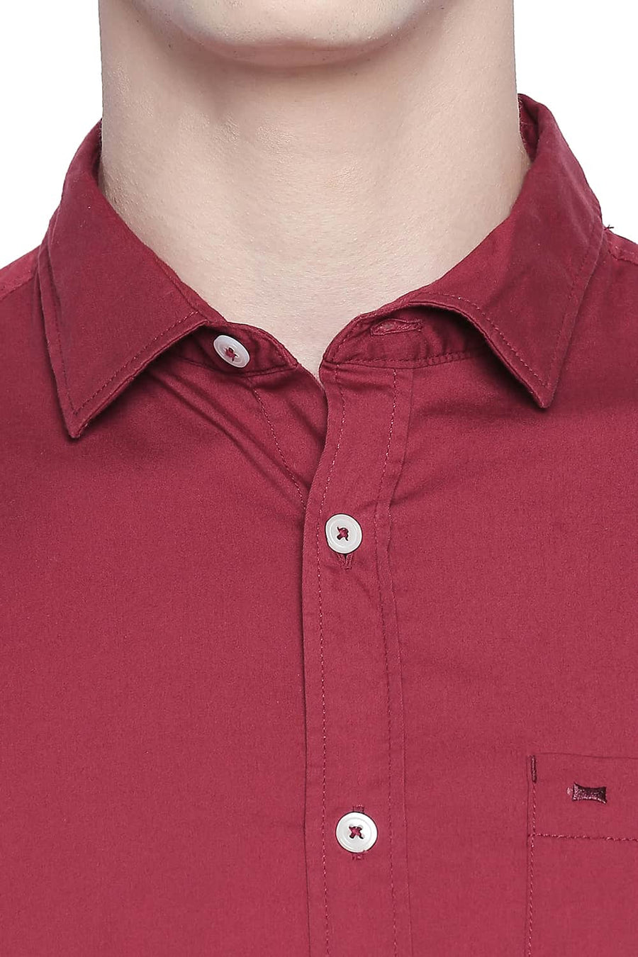 BASICS SLIM FIT GRANET MAROON TWILL STRETCH SHIRT
