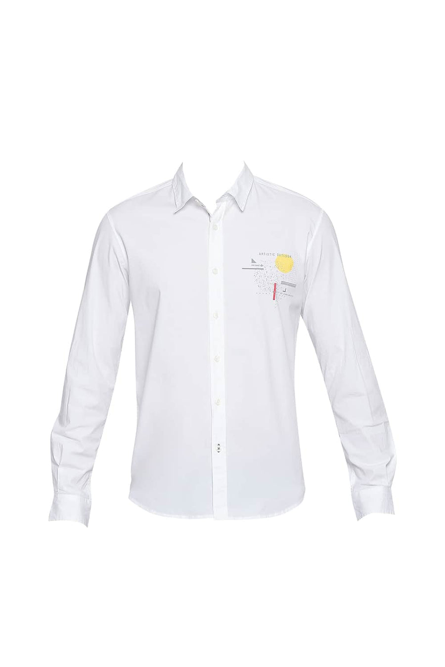 BASICS SLIM FIT CLOUD DANCER POPLIN STRETCH SHIRT