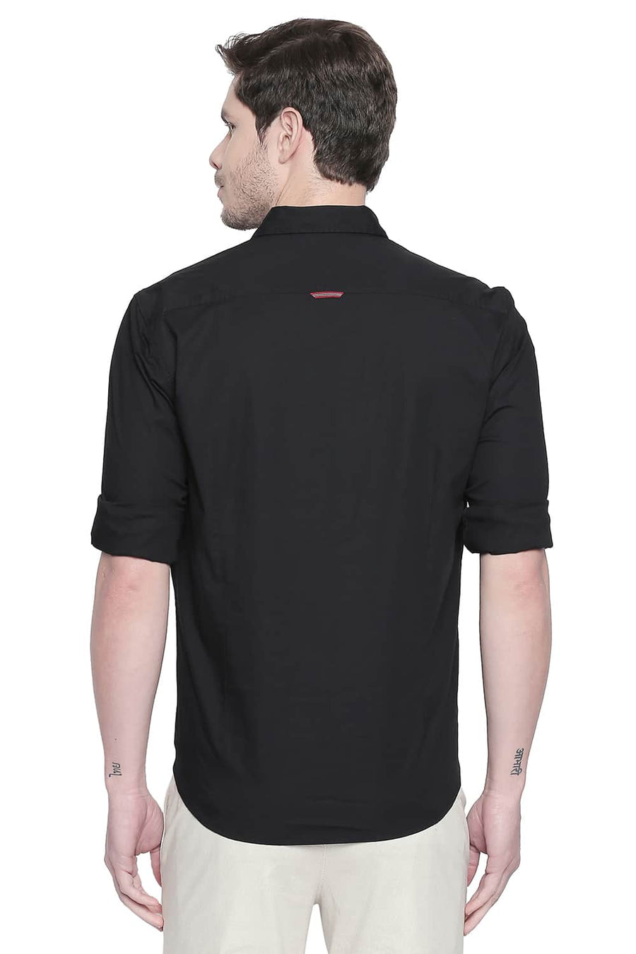 BASICS SLIM FIT MOONLESS NIGHT POPLIN STRETCH SHIRT