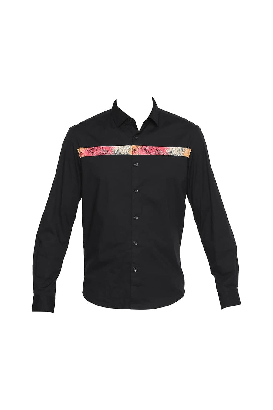 BASICS SLIM FIT ANTHRACITE BLACK POPLIN STRETCH SHIRT