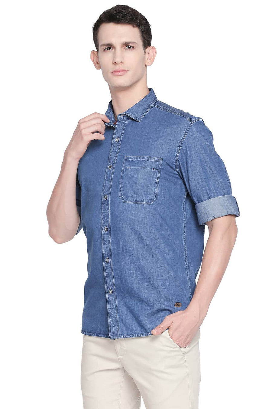 BASICS SLIM FIT ENSIGN NAVY INDIGO SHIRT