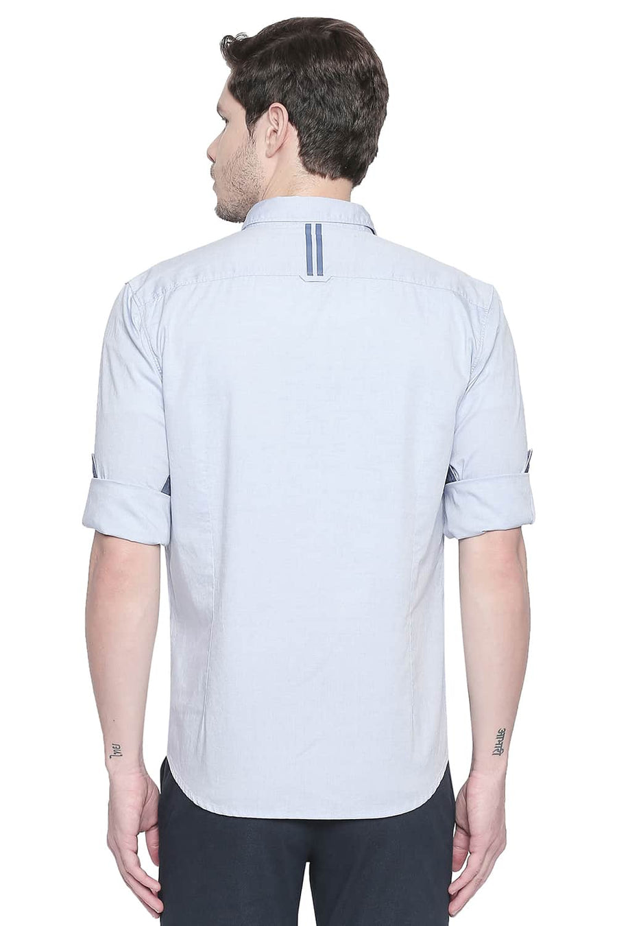 BASICS SLIM FIT CHAMBRAY BLUE OXFORD SHIRT