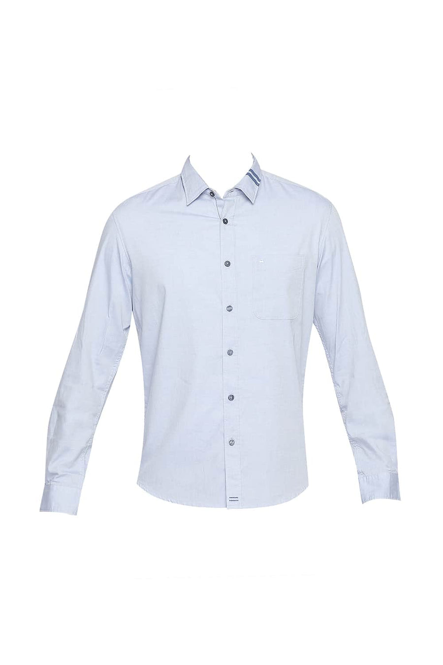 BASICS SLIM FIT CHAMBRAY BLUE OXFORD SHIRT