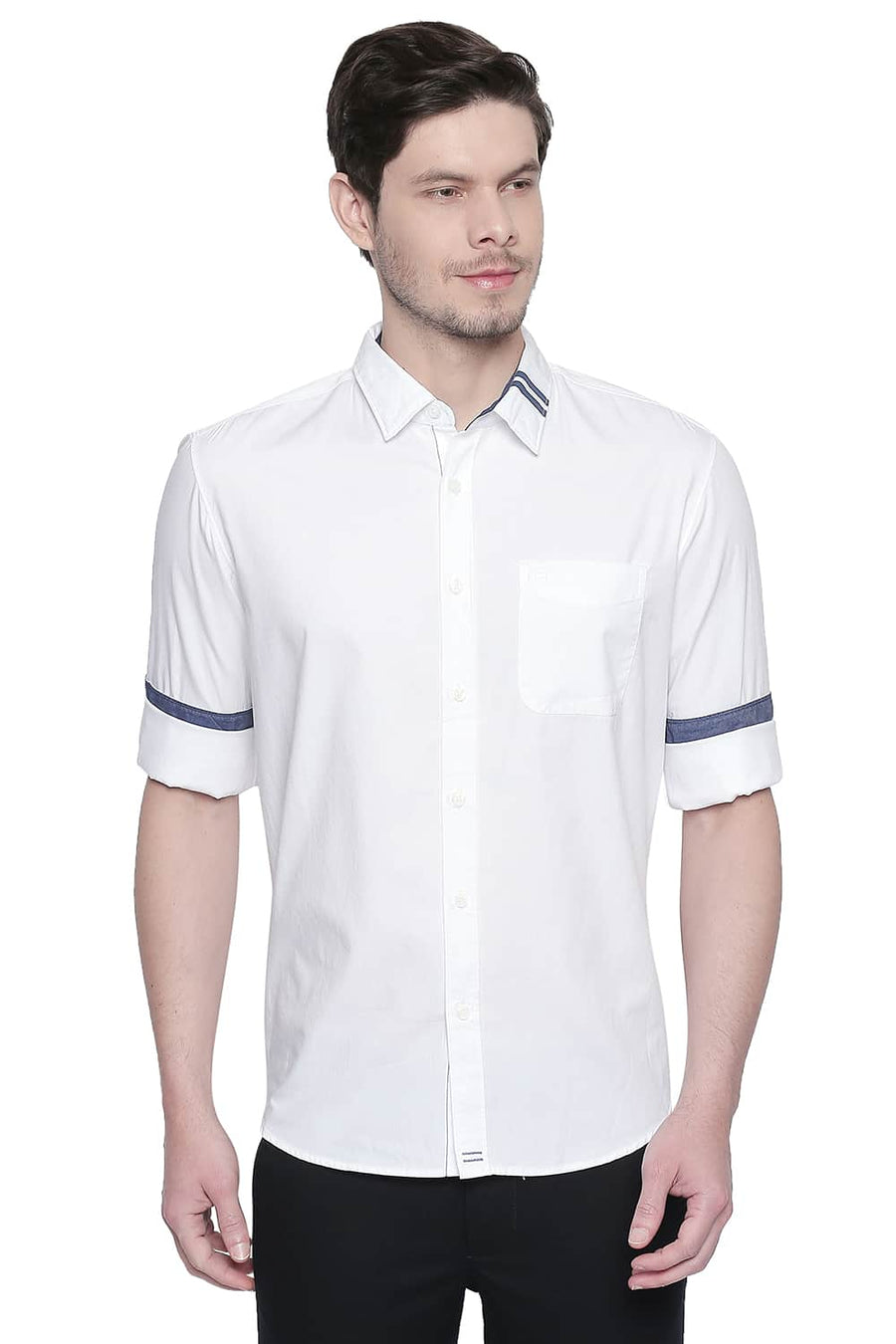 BASICS SLIM FIT BLANC WHITE OXFORD SHIRT