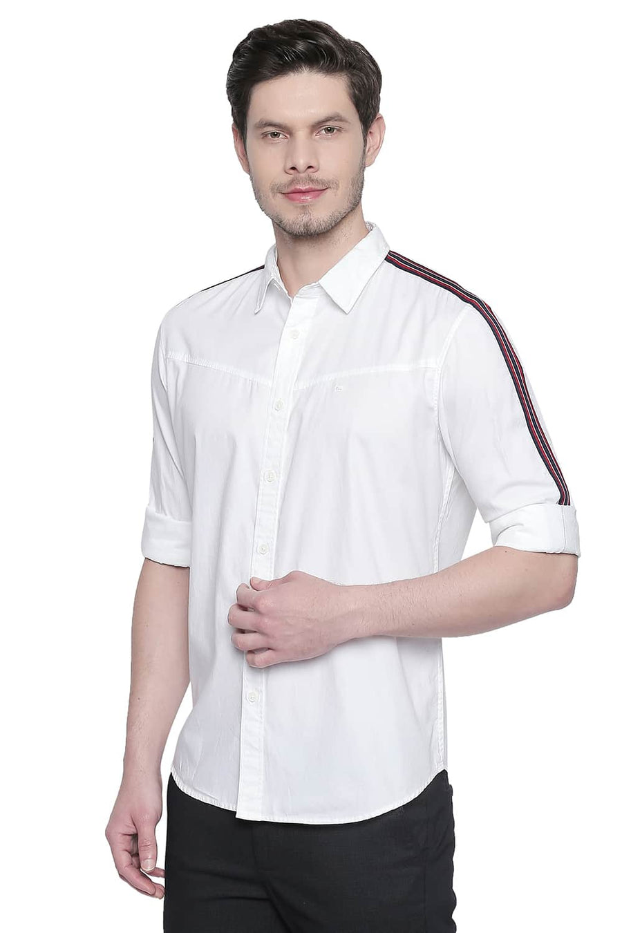 BASICS SLIM FIT SNOW WHITE OXFORD PLAIN SHIRT