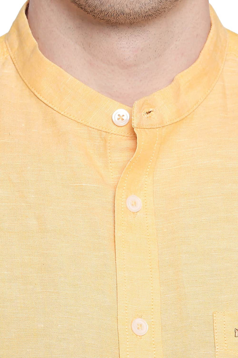 BASICS SLIM FIT COTTON LINEN SHIRT