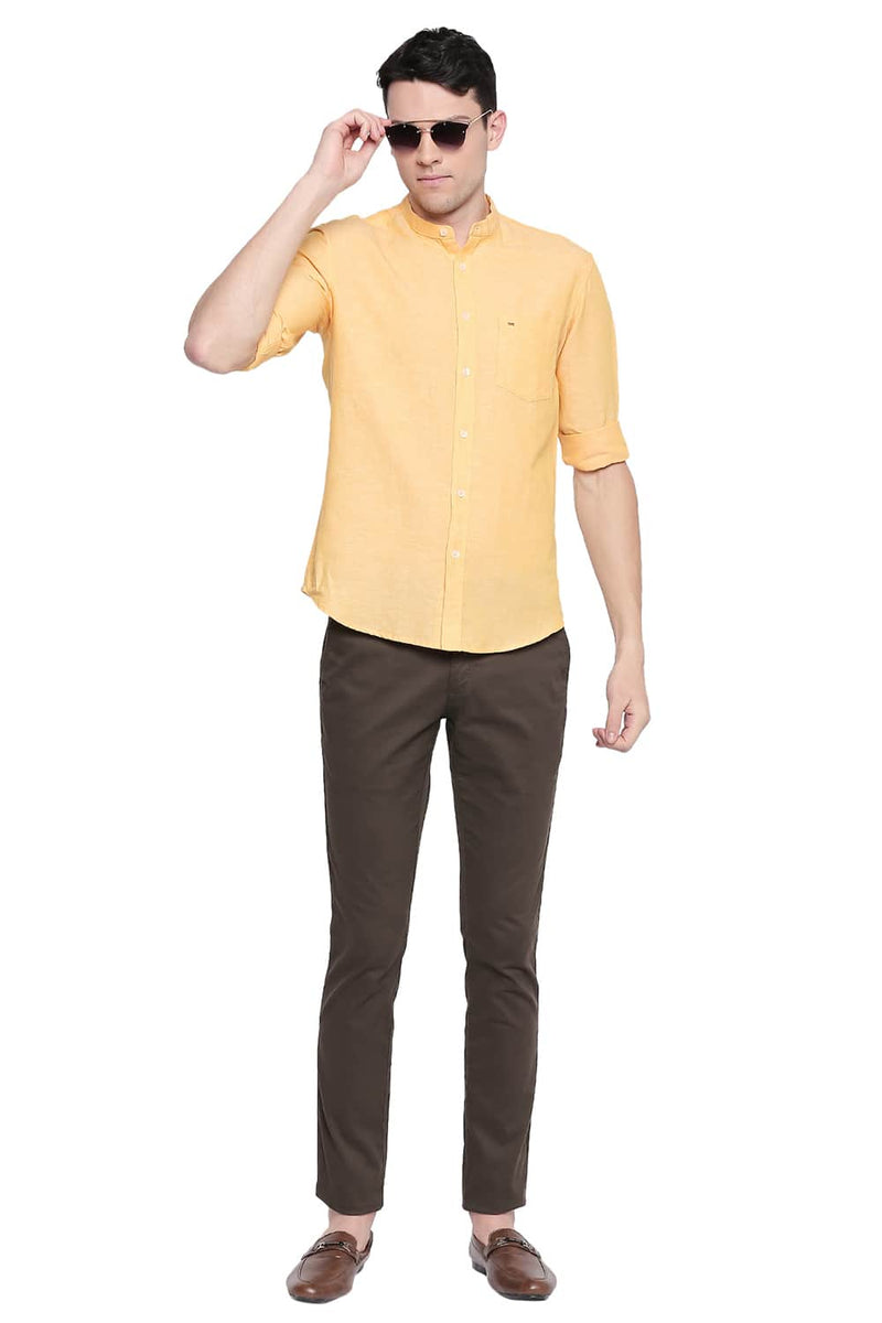 BASICS SLIM FIT COTTON LINEN SHIRT