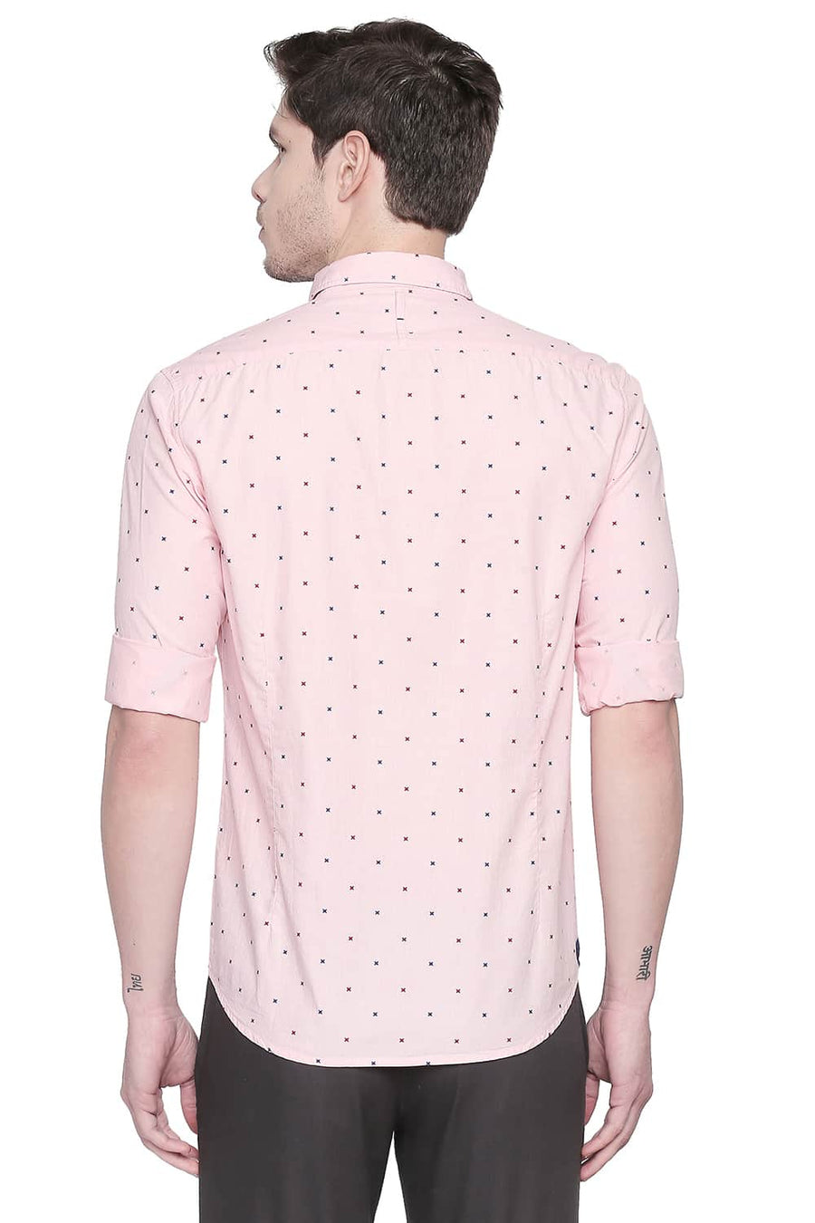 BASICS SLIM FIT SEASHELL PINK PRINTED FIL A FIL SHIRT
