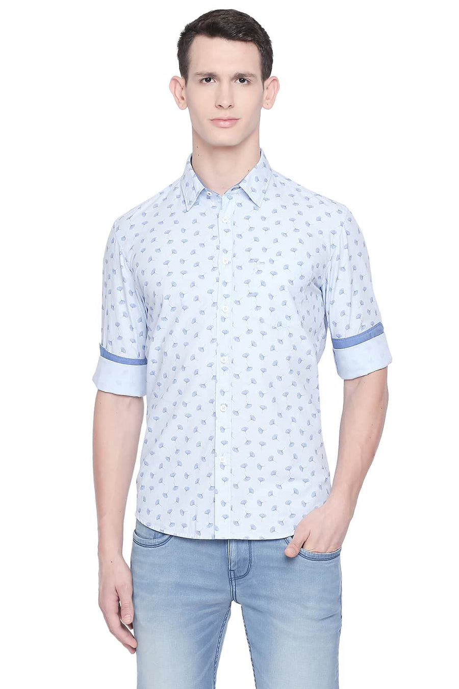 BASICS SLIM FIT BLUE BELL FIL A FIL PRINTED SHIRT