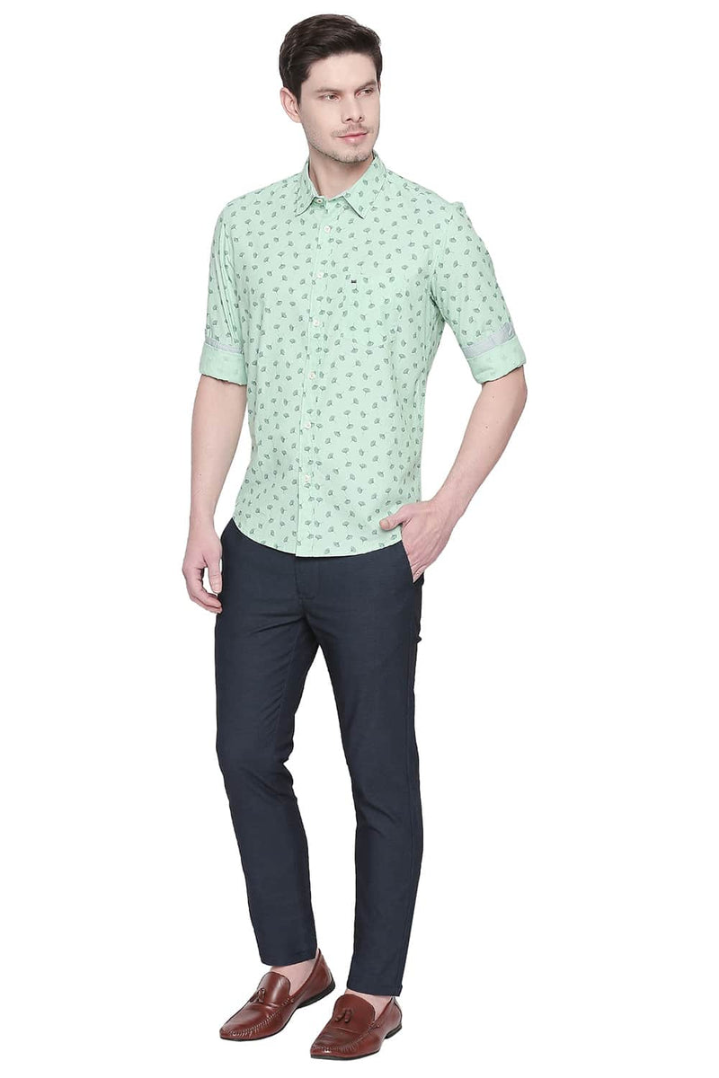 BASICS SLIM FIT FIL A FIL PRINTED SHIRT