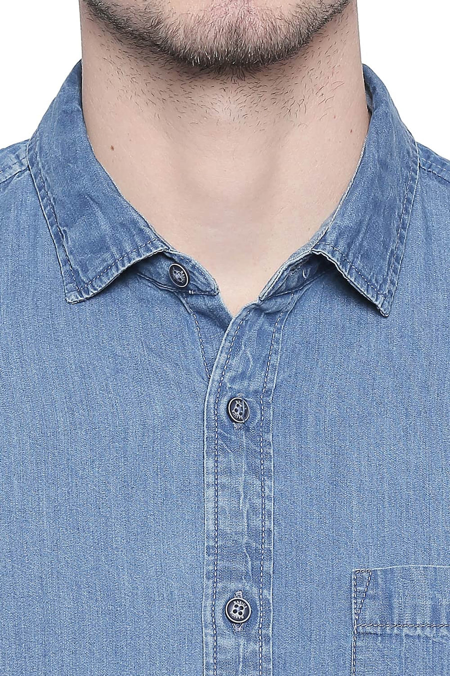 BASICS SLIM FIT CORONET BLUE INDIGO SHIRT