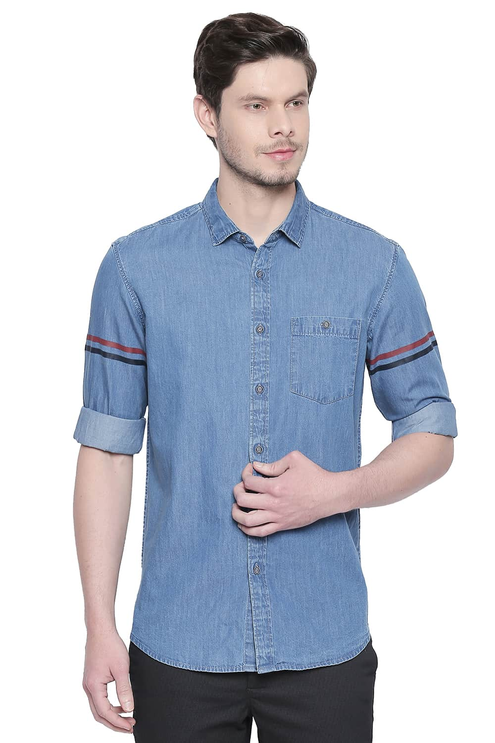 BASICS SLIM FIT INDIGO SHIRT