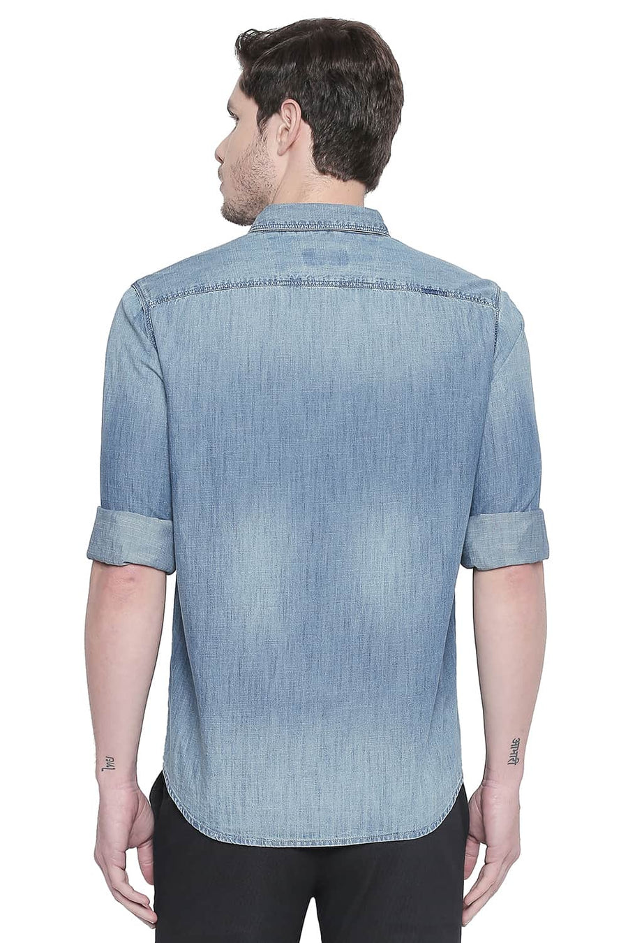 BASICS SLIM FIT BLUE SHADOW INDIGO CHAMBRAY SHIRT