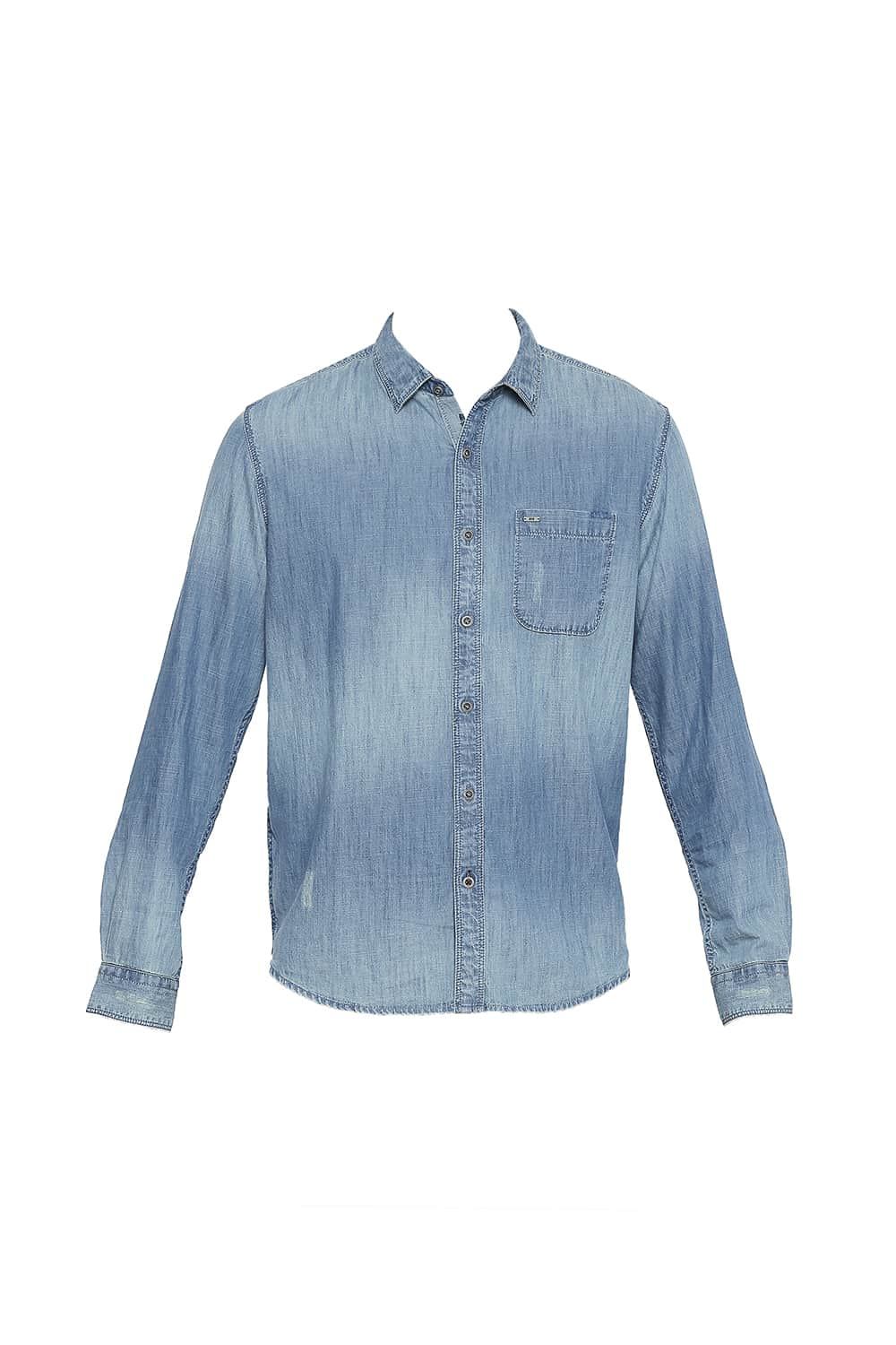 BASICS SLIM FIT INDIGO CHAMBRAY SHIRT