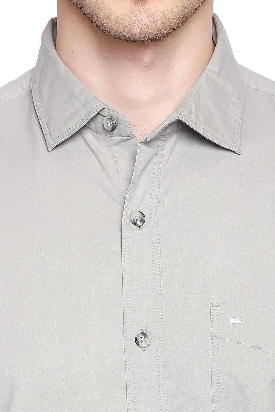 BASICS SLIM FIT FLINT GREY TWILL SHIRT