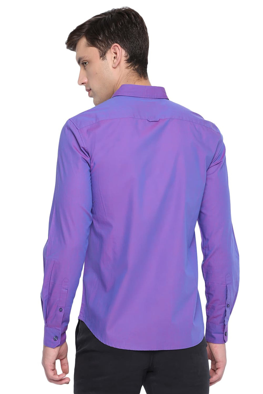 BASICS SLIM FIT IMPERIAL PURPLE CHAMBRAY SHIRT