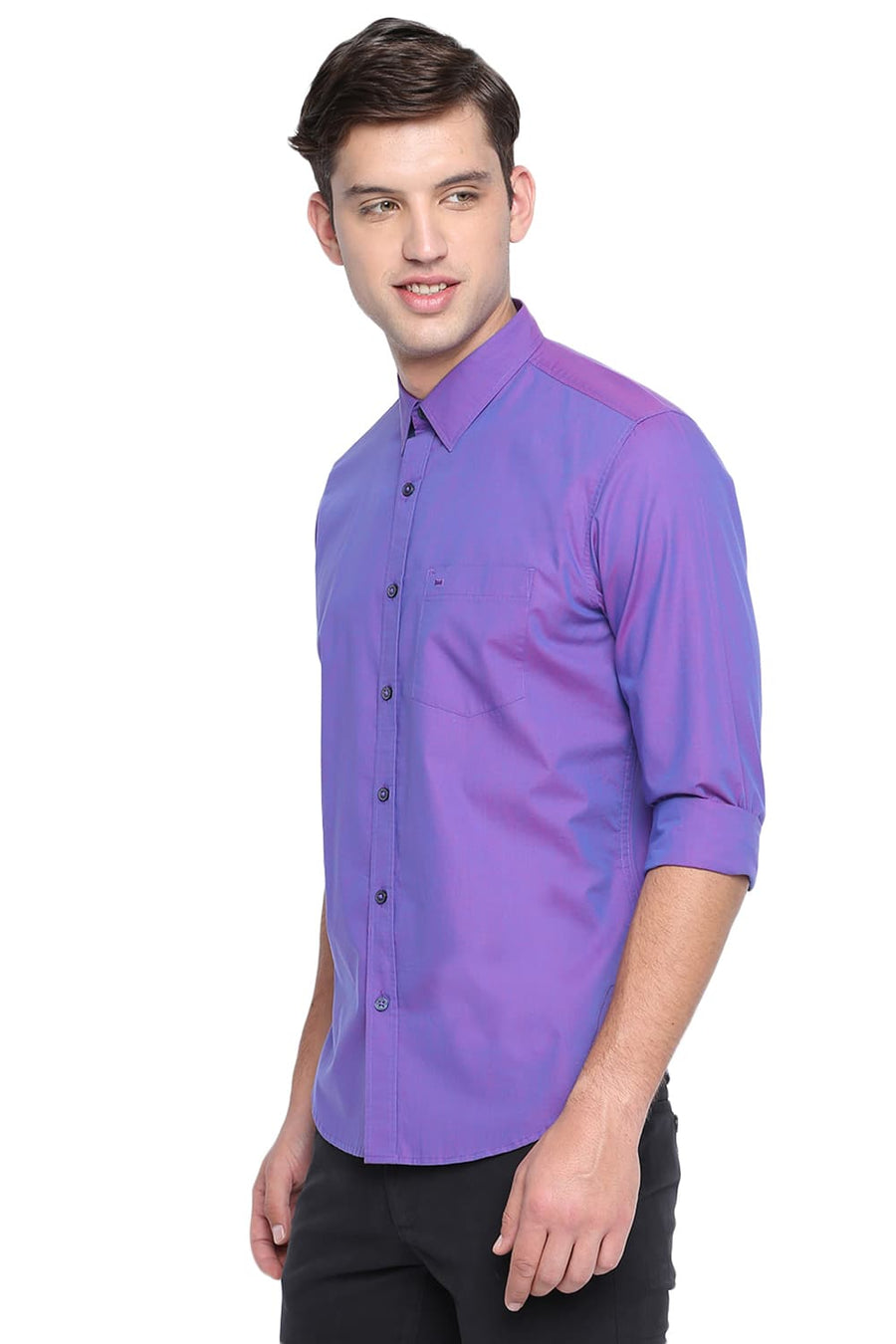 BASICS SLIM FIT IMPERIAL PURPLE CHAMBRAY SHIRT