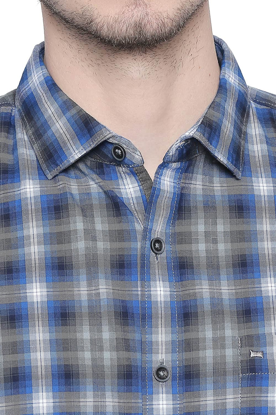 BASICS SLIM FIT IMPERIAL BLUE CHECKS SHIRT