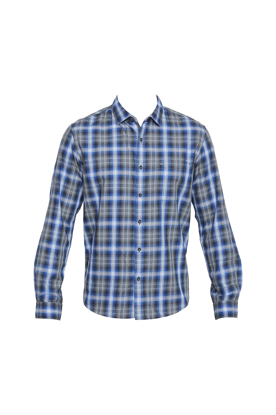 BASICS SLIM FIT IMPERIAL BLUE CHECKS SHIRT