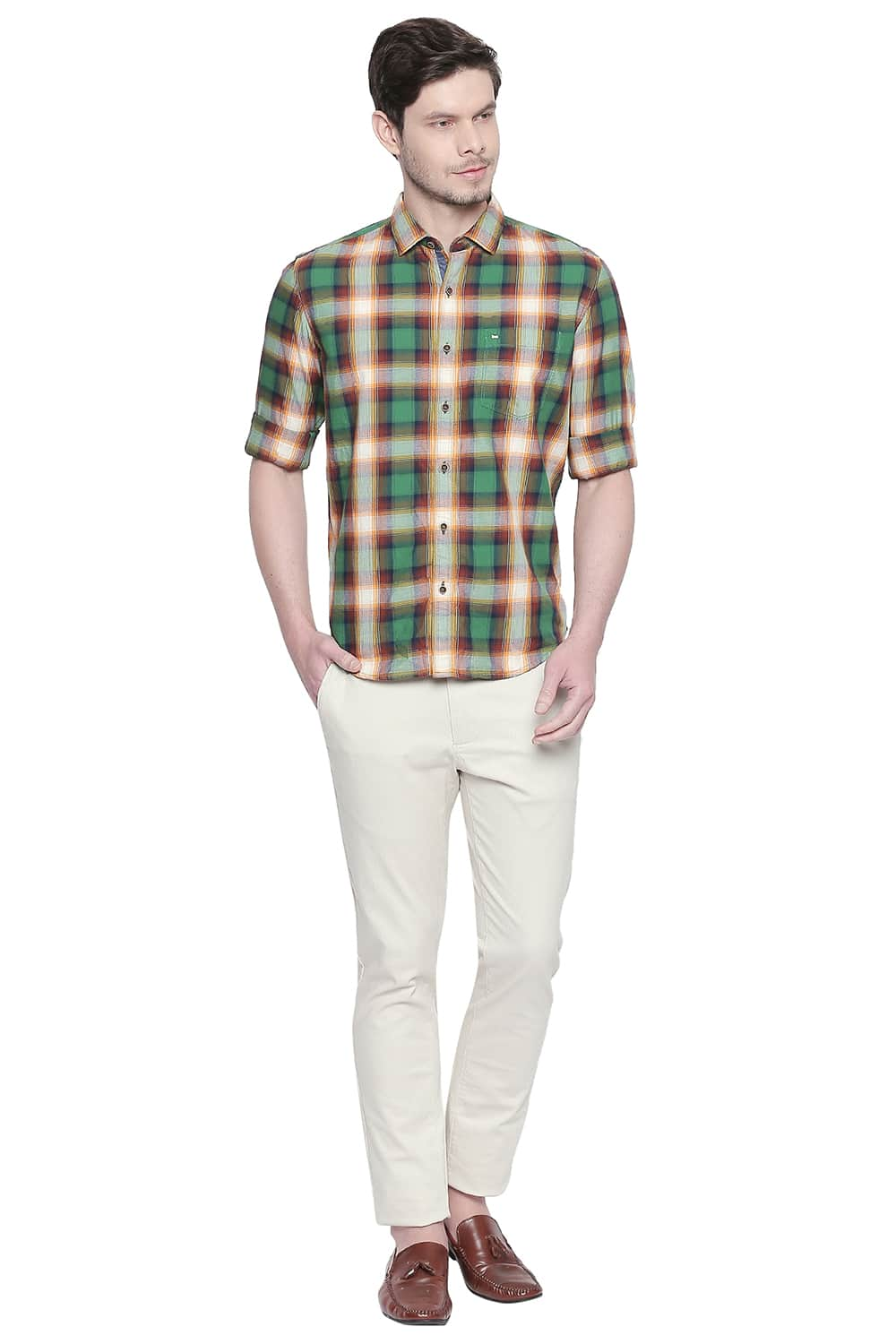 BASICS SLIM FIT CHECKS SHIRT