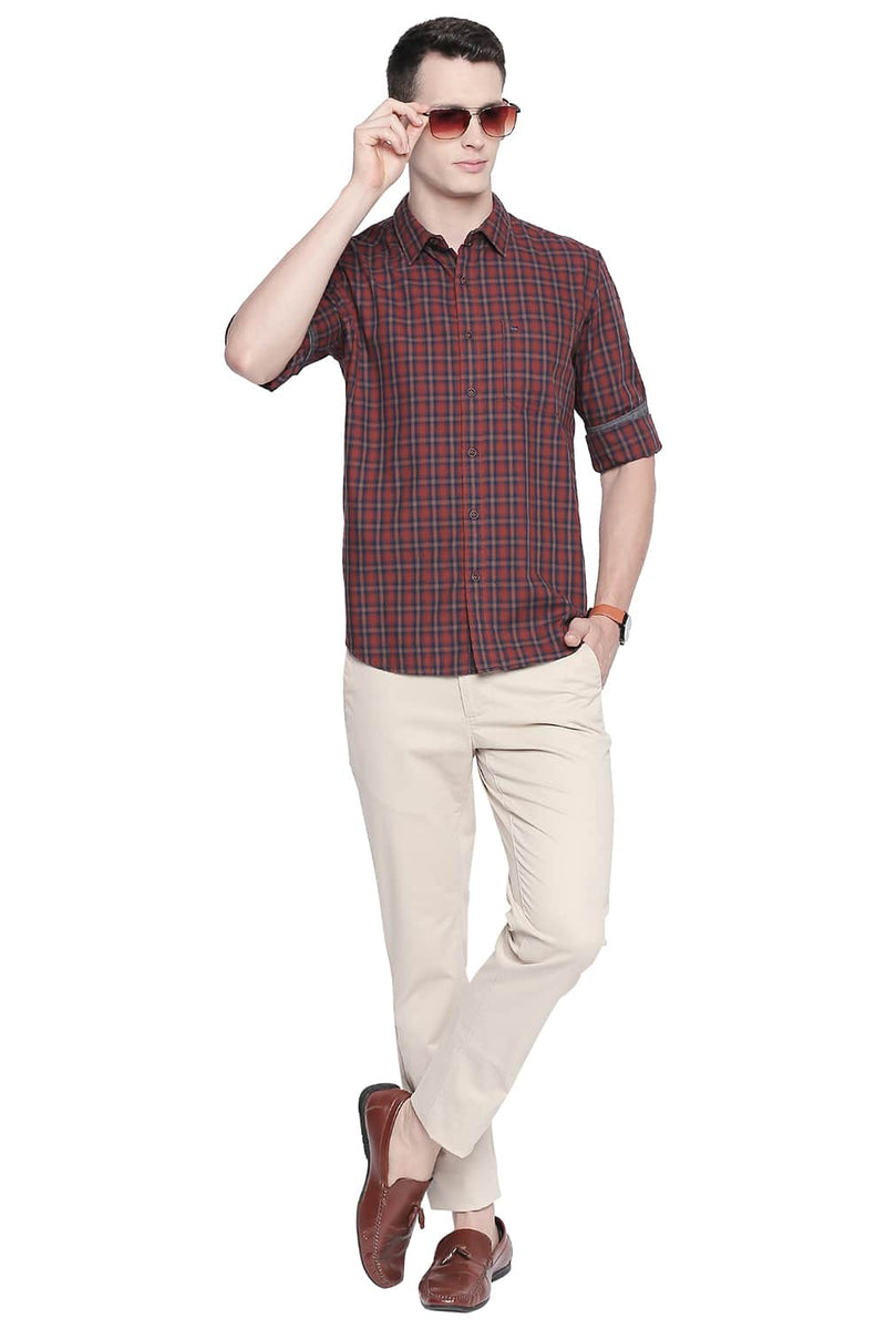 BASICS SLIM FIT CHECKS SHIRT